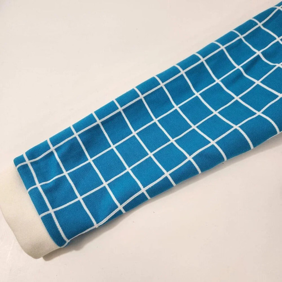 Girls Dress Blue Mod Check Pattern Black & White Collar 1970s 1960s Size 4-5 Vtg - Picture 7 of 13